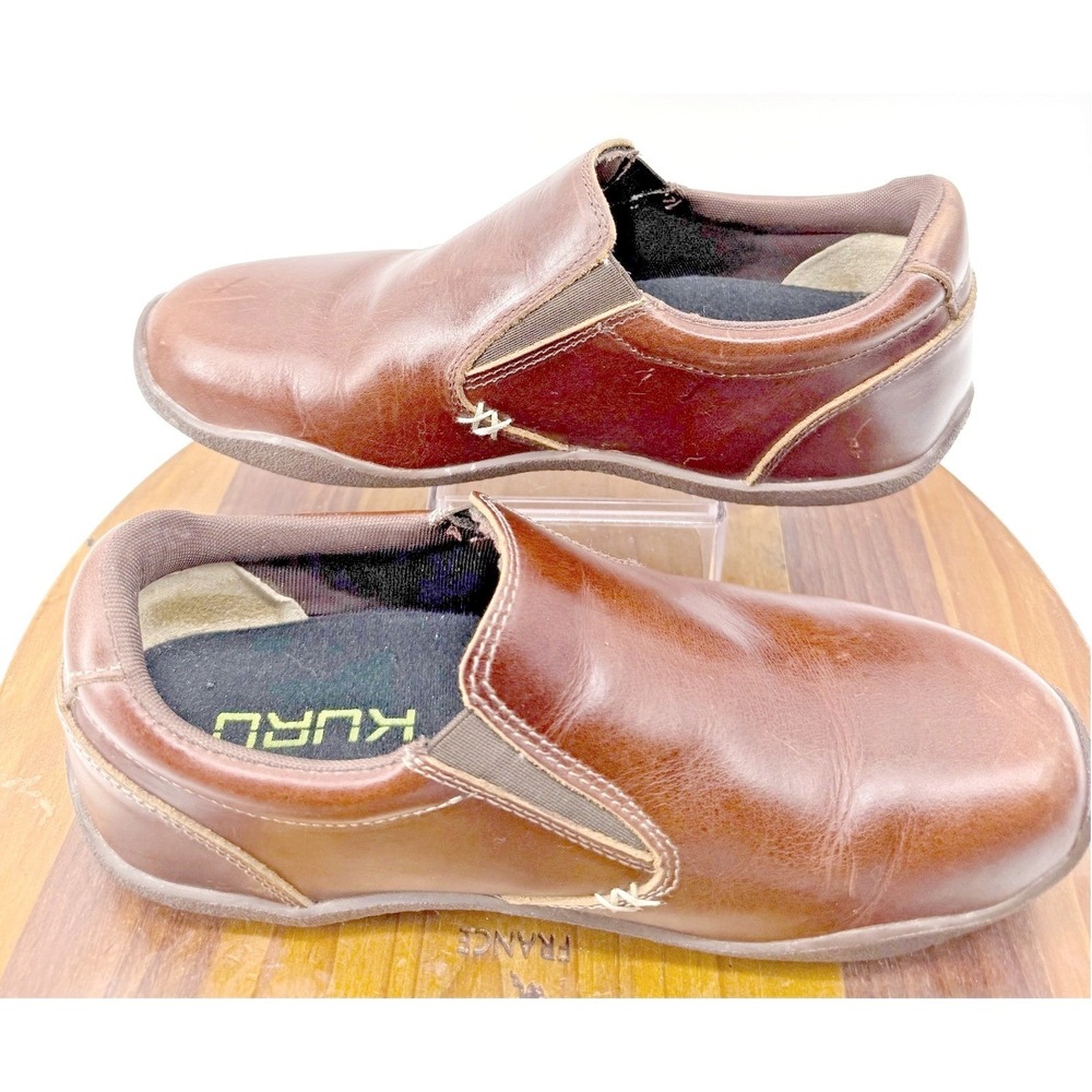 Kuru Leather Men 8 Brown Slip On Recovery Loafers Walking Shoes Planter Fascitis